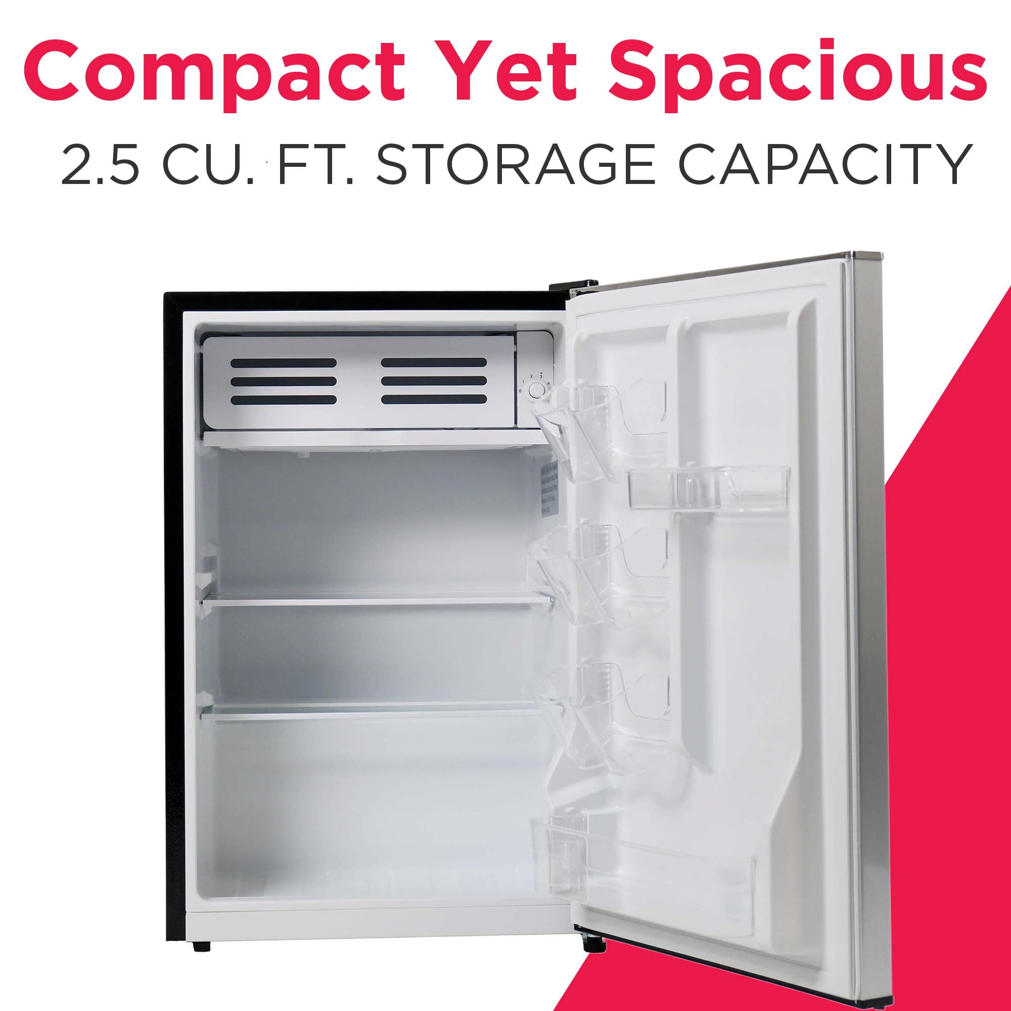 Frigidaire 2.5 Cu. ft. Compact Refrigerator with Chiller Compartment, Space-Saving Mini Fridge for Home, Office, Platinum