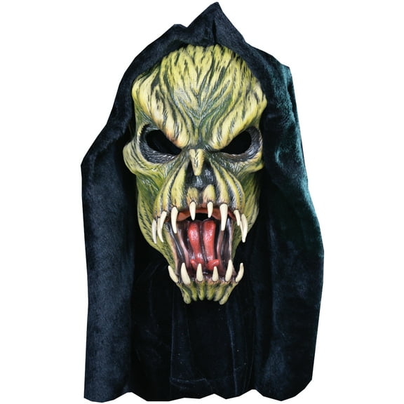 Trick or Treat Classic Zagone Fang Face Full Head Mask, Green Black, One-Size