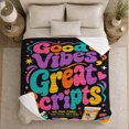thumbnail image 5 of Good Vibes Great Scripts Pharmacy Quote, Festive Holiday Scene, Warm Flannel Blanket for Living Room and Reading Nook, Art Lovers Christmas Gift, Festive Home Decor, 5 of 9