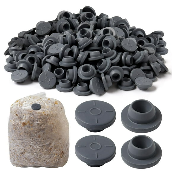 Ira Pollitt 150 Pieces 20mm Vial Rubber Stoppers Mushroom Self Healing Rubber Injection Ports for Glass Vial and Liquid Culture Jars, Can Be Sterilized