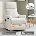 thumbnail image 3 of PAPROOS Rocker Recliner with Heat and Massage, Fabric 360°Swivel Rocker Recliner, Glider Rocking Chair for Nursery, Small Manual Recliner with Side Pocket for Home Theater Living Room, Beige, 3 of 10