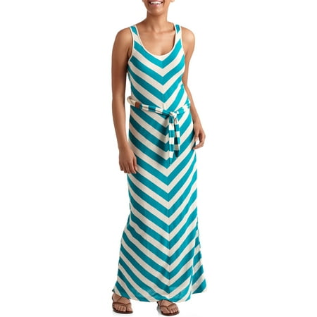 Juniors Stripe Tank Dress with Belt - Walmart.com