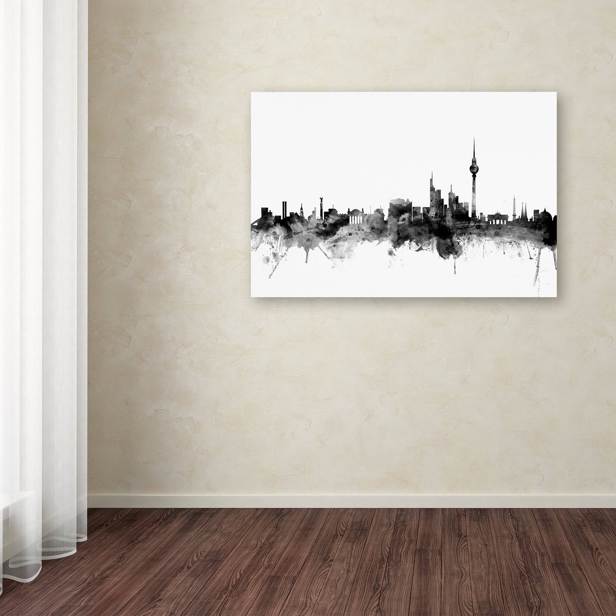 Trademark Fine Art "Berlin Germany Skyline B&W" Canvas Art by Michael Tompsett