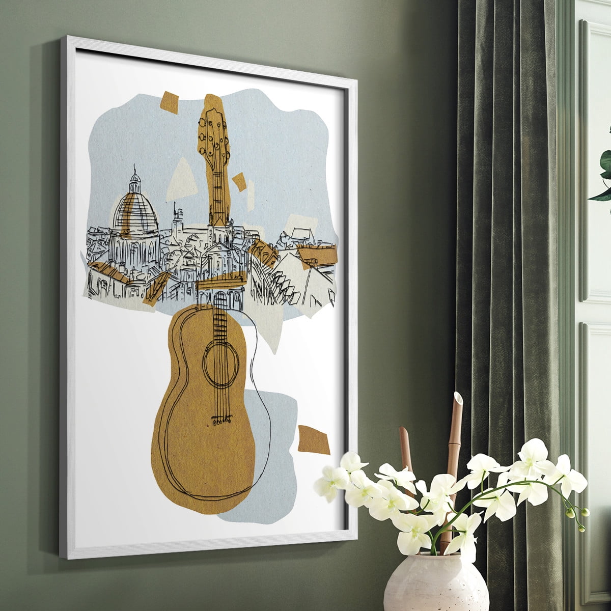 Rehearsal III Framed Print in White Solid Wood Framed Print No Nail Hanging
