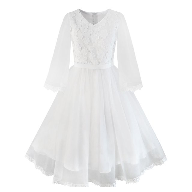 Robe de Demoiselle d'Honneur Blanche pour Filles 4 Ans