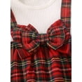 thumbnail image 6 of Caoirhny Infant Baby Girl Fall Romper 3 6 9 12 18 Months Plaid Fake Two-Piece Ruffle Long Sleeve Bodysuit and Bow Headband 2 Piece Clothes, 6 of 9