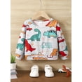 thumbnail image 3 of Mikrdoo Baby Boys Spring Autumn Tops 4-5 Years Toddler Boys Dinosaur Print Car Print Full Print Long Sleeve Casual Pullover Gray, 3 of 7