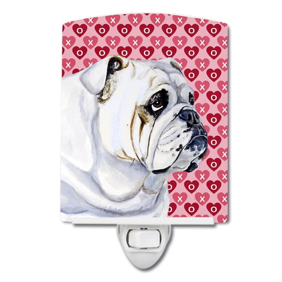 Caroline's Treasures LH9139CNL Bulldog English Hearts Love Valentine's Day Ceramic Night Light, 6x4x3", multicolor