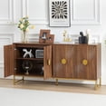 thumbnail image 3 of Wirrytor Set of 2 Fluted Sideboard Cabinet with Doors and Shelves, Buffet Cabinet with Storage,Accent Console Cabinet  for Living Room,  Entryway, Dining (Walnut-4 Doors), 3 of 9