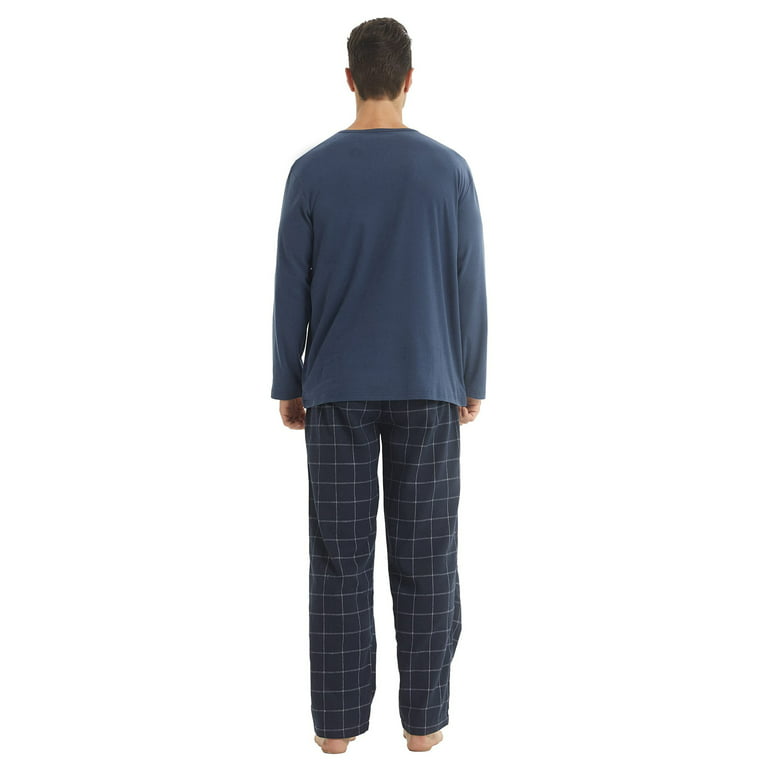 YUSHOW Mens Winter Pajamas Set Warm Fleece Henley Long Sleeve Top