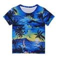 thumbnail image 2 of Nrmvnmi Girls Boys T-shirt Short Sleeve Round Neck Hawaiian Print T-Shirt Summer Clothes Tops For 3-14 Years Girls And Boys, 2 of 5