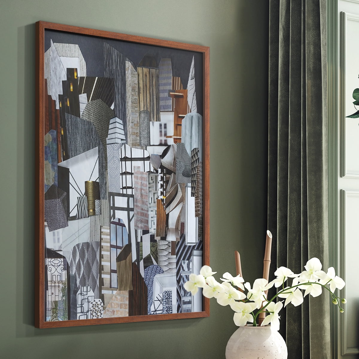 Western Metropolis Framed Print in Brown Solid Wood 8 x 10 Framed Print