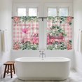 thumbnail image 4 of Eucalyptus Trucks Kitchen Curtain for Berdoom Living Room Cafe 54 Inch Length, Spring Farmhouse Floral Leaves Pink Plaid Tiers Curtains Light Filtering Drapes Window Treatment 2 Panels 52"Wx54"L, 4 of 8