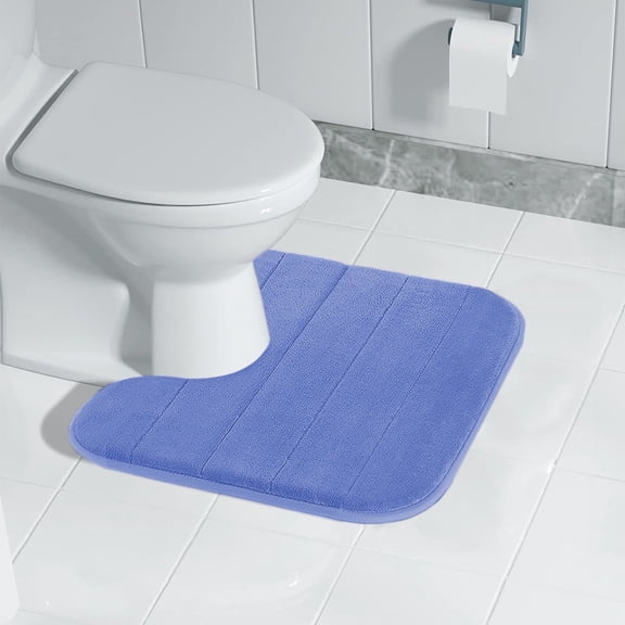 Latex Non-Slip Backing U Shape Foam Bath Mat, Dark Soft Thick Bathroom Toilet Rug, Water Absorbent Fast Drying Machine Washable Bathroom Floor Mat