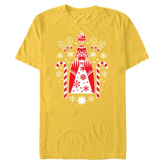 Star Wars Darth Vader Nordic Print Christmas Holiday - Short Sleeve Blended T-Shirt for Adults - Customized-Yellow