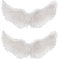 thumbnail image 1 of 2 piezas de alas flotantes de plumas de ángel para disfraz de Halloween con correas elásticas para mujeres adultas Cosplay (23,62 x 13,8 pulgadas, blanco), 1 of 5