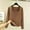 Khaki, variant on Hrsba Women's Long Sleeve Turndown Collar Loose Shirt, Women's Long Sleeve Tops Solid Color Casual Double Layer Velour Warm Neck Long Sleeve Top Fall Sweaters for Women