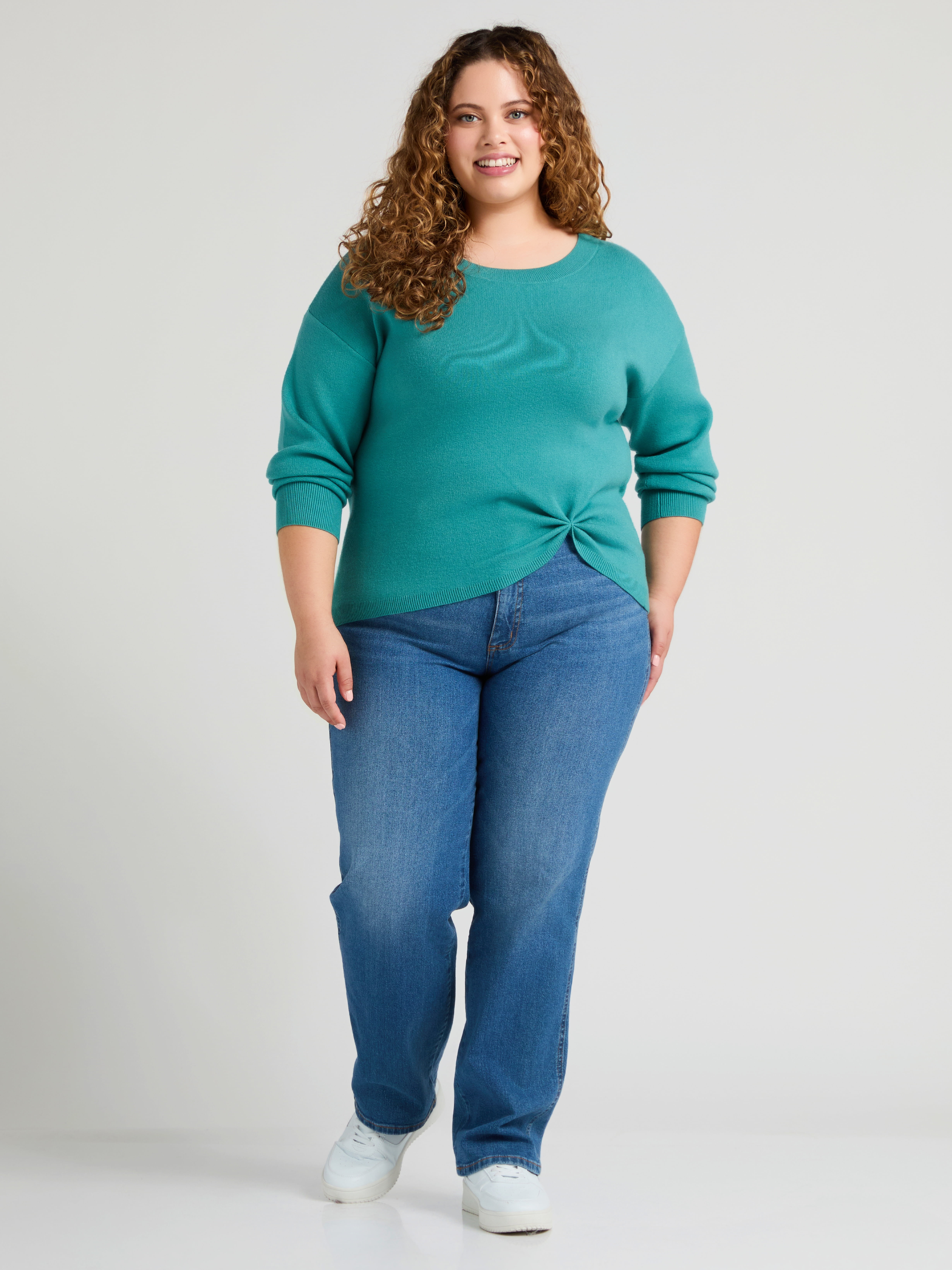 Terra & Sky Women’s Plus Size Double-Knit Twist Sweater, Sizes 0X-5X