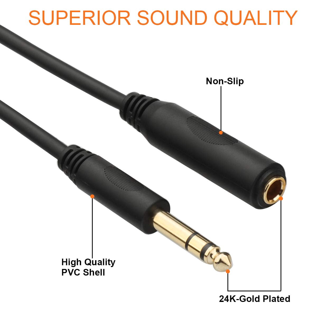 JJEAN-1/4 Extension Cable 20 ft, Headphone Extension Cable Quarter inch TRS Male to Female Stereo Guitar Extension Cable Cord