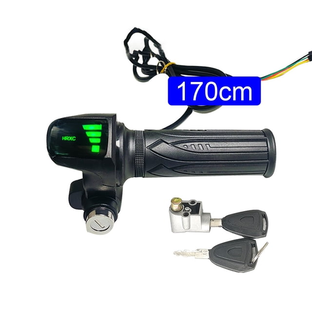 1PCS Poignée de Contrôle d'Accélérateur Vélo Électrique avec Écran LCD et Câble de 170cm et Clés