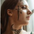 thumbnail image 4 of Temporary Facial Tattoos Fake Fake Tattoo Post Malone Black, 4 of 4