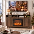 thumbnail image 3 of Ktaxon Fireplace TV Stand with Electric Fireplace, 58 Inch Entertainment Center for TVs Up to 65", Mid Century Modern TV Console with Storage Cabinets and Open Shelves, Walnut, 3 of 8