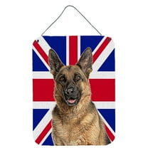 German Shepherd with English Union Jack British Flag Wall or Door Hanging Prints
