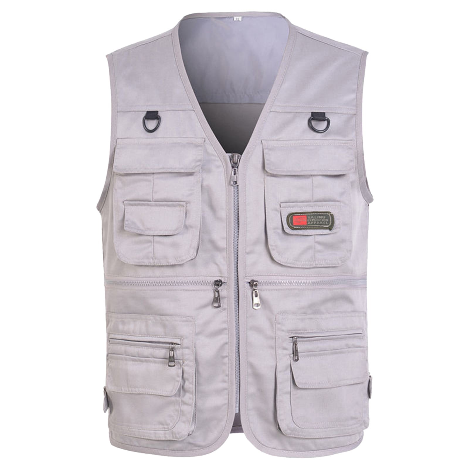 Men's Fishing Vest Summer Outdoor Work Safari Vest with Multi Pockets Grey XXXL