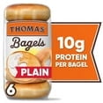 thumbnail image 2 of Thomas' Plain Bagels, 6 count, 10g Protein, Kosher Bagels, 20 oz Bag pack of 1, 2 of 3
