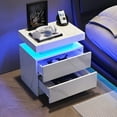 thumbnail image 2 of Bedroom Led Cabinet With Adjustable Lights - 2 Drawers & Elegant (white Modern Table For, 2 of 4