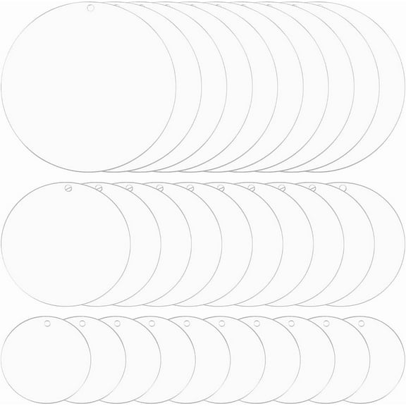 1 Box 30Pcs 2'' 3'' 4'' Large Round Acrylic Blanks Ornament Plastic Blank Keychains Bulk White Disc Holiday Clear Christmas Ornaments Blanks