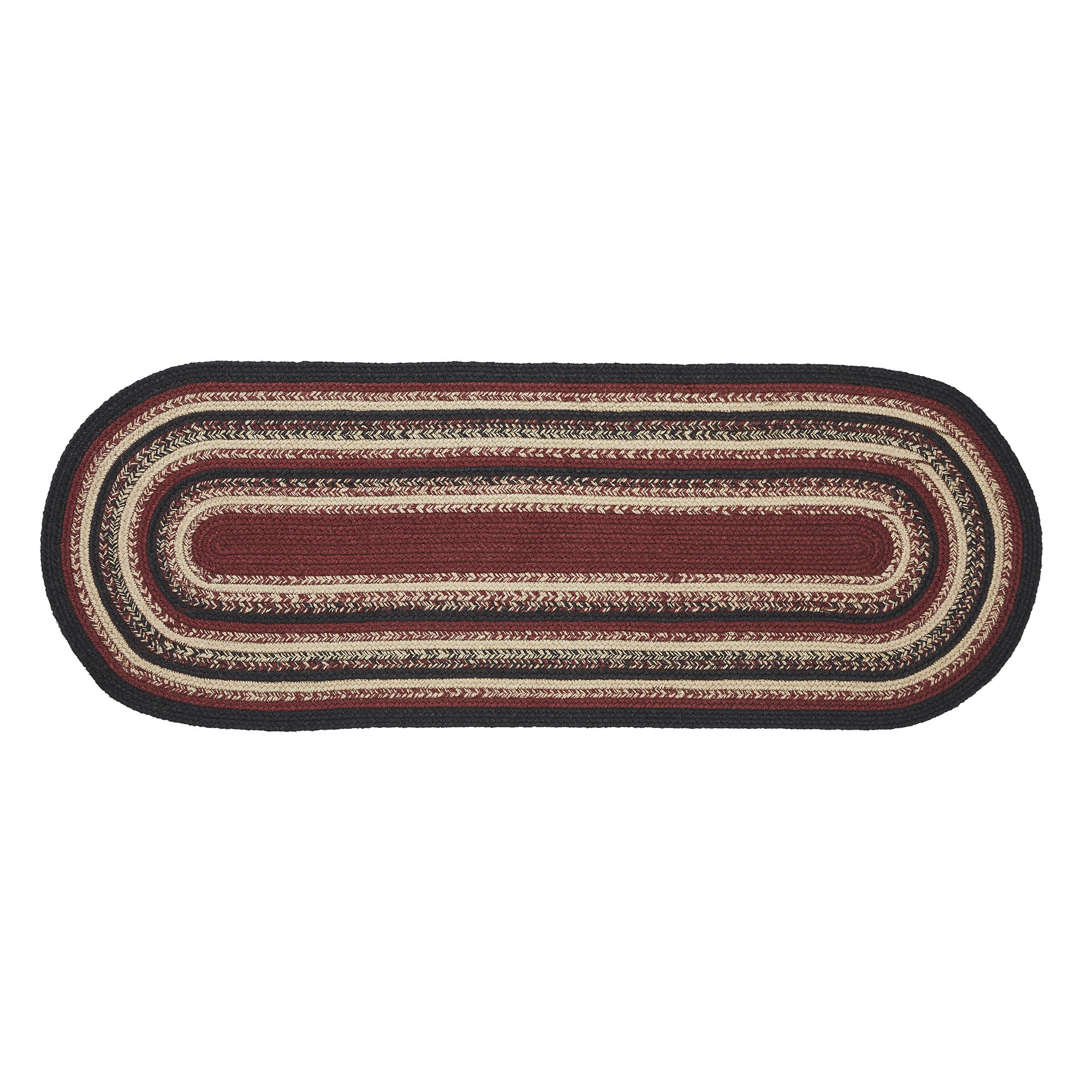 VHC Brands Jute Rug 17x48 w/Pad, Jute Area Rug, Accent Rug, Floor Decor, Braided, Connell Collection, Oval 17x48, Country Black