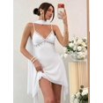 thumbnail image 6 of Women White Embellished Spaghetti Strap Deep V-Neck Mini Sundress, 6 of 7