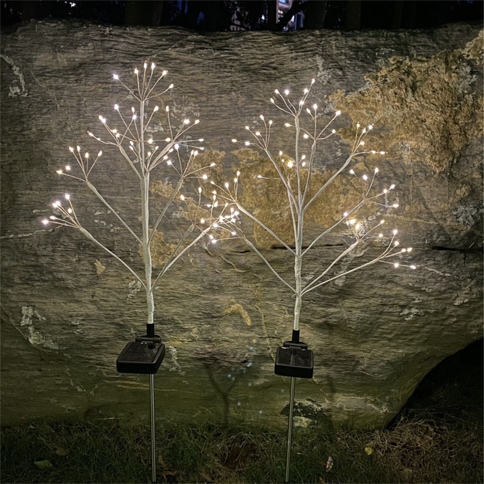 2pcs Solar Garden Christmas Lights, LED Copper Wire Tree Lights for Outdoor Decor, Solar-Powered String Lights for Courtyards, Festive Xmas Solar String Lights, 27.6in/70cm, White