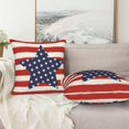 thumbnail image 6 of 4th of July Pillow Covers 18x18 Set of 2, Memorial Day Independence Day Throw Pillow Covers American Flag Patriotic Red Stripe Blue Star Outdoor Cushion Cases Linen Decorative for Couch Sofa, 6 of 6