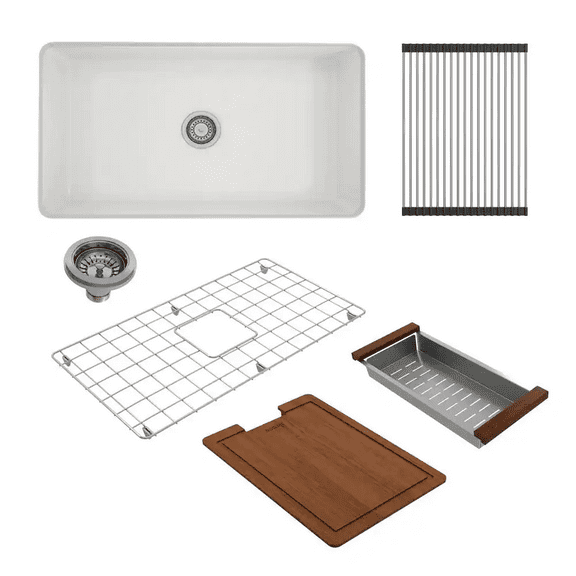 BOCCHI 1362-001-KIT1 Sotto Dual-mount Fireclay 32" Single Bowl Kitchen Sink Kit