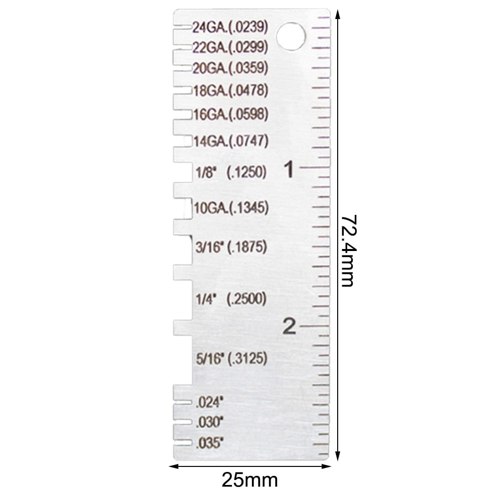 Stainless Steel 0-36 Standard Wire Gauge 0.3125"-0.007”Wire Thickness Ruler 