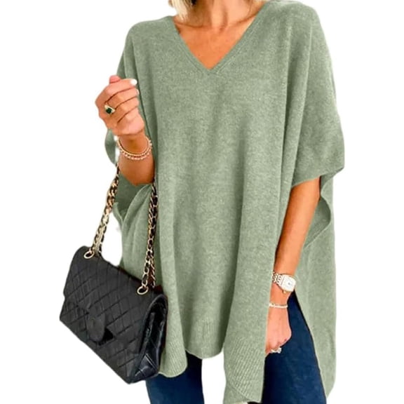 CAILDANL Womens Poncho Sweater Women V Neck Ponchos and Wraps Batwing Sleeveless Shawl Pullover Sweaters Women's Clothing