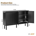 thumbnail image 2 of Modern Large Fluted Door Shoe Cabinet with 5 Solid Wood Legs and Adjustable Shelves, For Living Room, Black, 2 of 15
