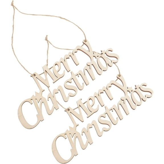 Homoyoyo 2Pcs Festive Wooden Door Hanging Signs Beige Party Decorations for Christmas Celebration and Holiday Home Decor