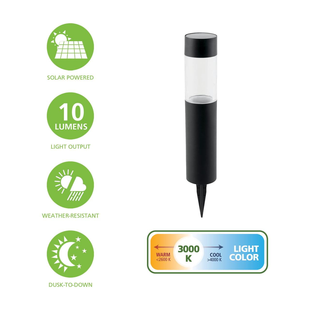 Mainstays Solar Powered Black LED Landscape Bollard Path Light, 10