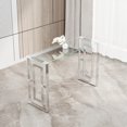 thumbnail image 2 of GZXS 47" Console Table with Clear Tempered Glass Top and Silver Stainless Steel Legs, Narrow Entryway Table for Home Decor, 2 of 7