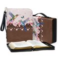 thumbnail image 4 of ZUXONGSY Hummingbird Cherry Blossom Butterfly Print Leather Bible Case for Women Men Large Bible Protective Carrier with Detachable Wristlet Strap Bible Accessories for Church Bible Gift, 2XL, 4 of 7