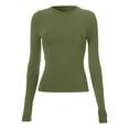 thumbnail image 5 of FUYUDY Women Tshirts Autumn Long Sleeve Round Neck T-Shirt Slim Fit Basic Tops Soft Milk Silk Feel Comfortable Casual Blouse For Daily Wear Holiday Female Solid Color Dailywear, 5 of 5
