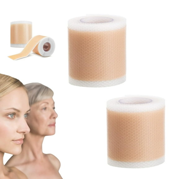 Lejuv Silicone Patches, 1.6in x 4.7ft Lejuv Silicone Face Tape, Reusable Anti-Wrinkle Patches for Forehead, Eyes, Mouth, Neck, Overnight Beauty Tape for Skin Firming & Hydration, Cut to Fit (2PCS)