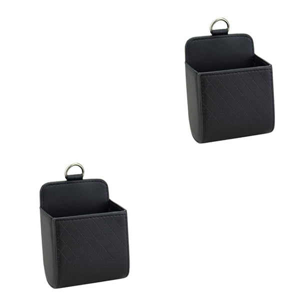 Sidaley Caja de almacenamiento ordenada para asiento trasero de ventilación de coche, funda para monedas de cuero PU, organizador de bolsillo, Negro 2piezas