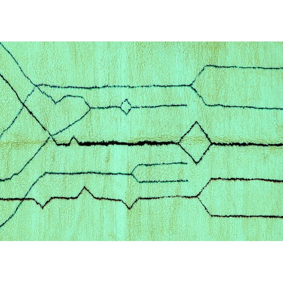 Ahgly Company Indoor Rectangle Solid Turquoise Blue Modern Area Rugs, 6' x 9'