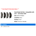 thumbnail image 2 of Front Brake Pad Set - Compatible with 2011 - 2018 Ram 3500 2012 2013 2014 2015 2016 2017, 2 of 2