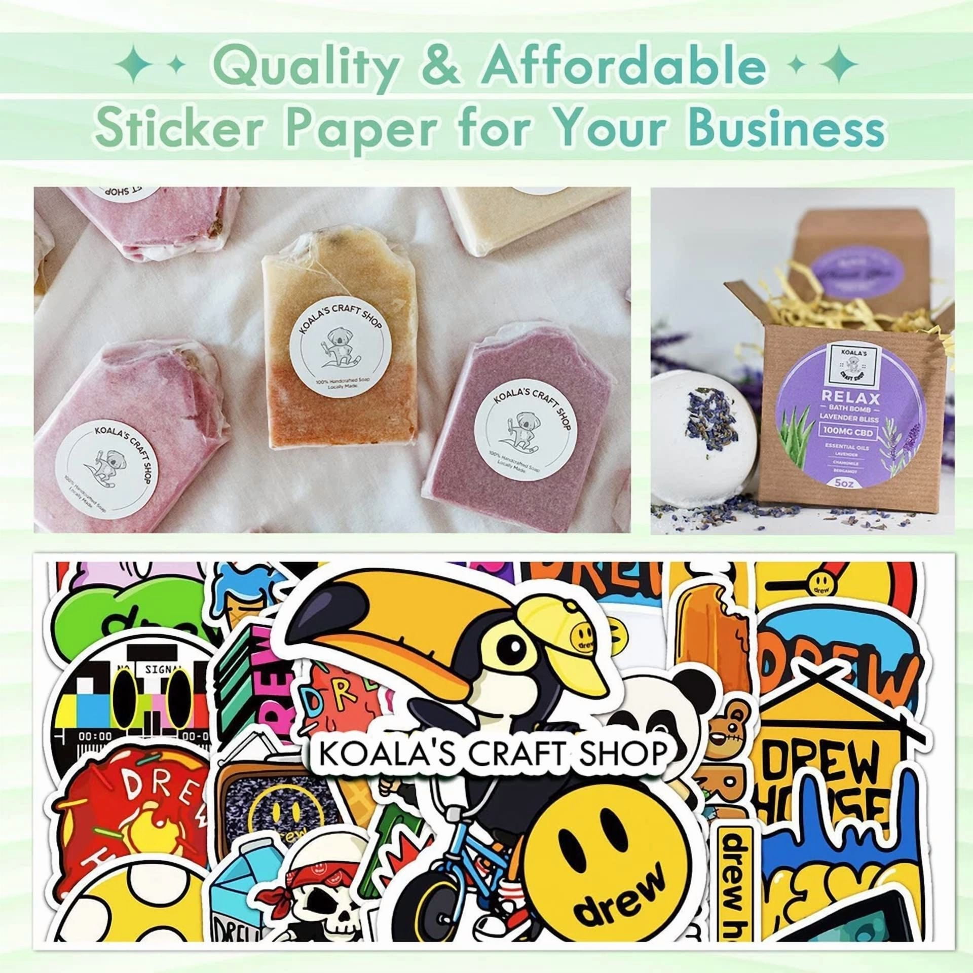 CIRCLE- Koala Printable Vinyl Sticker Paper Inkjet Laser Printer Waterproof Matte 8.5X11