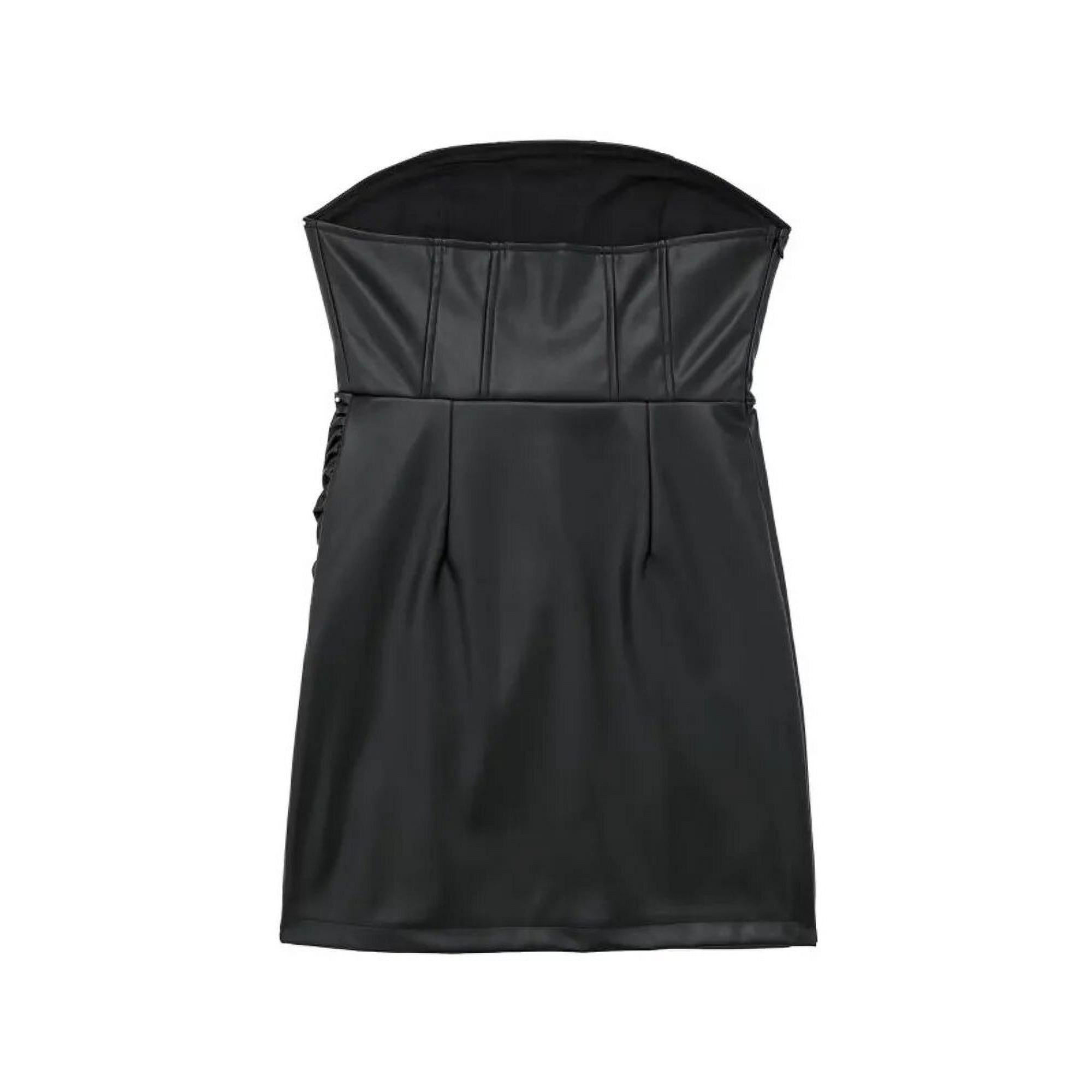 Black pu mini dress hotsell